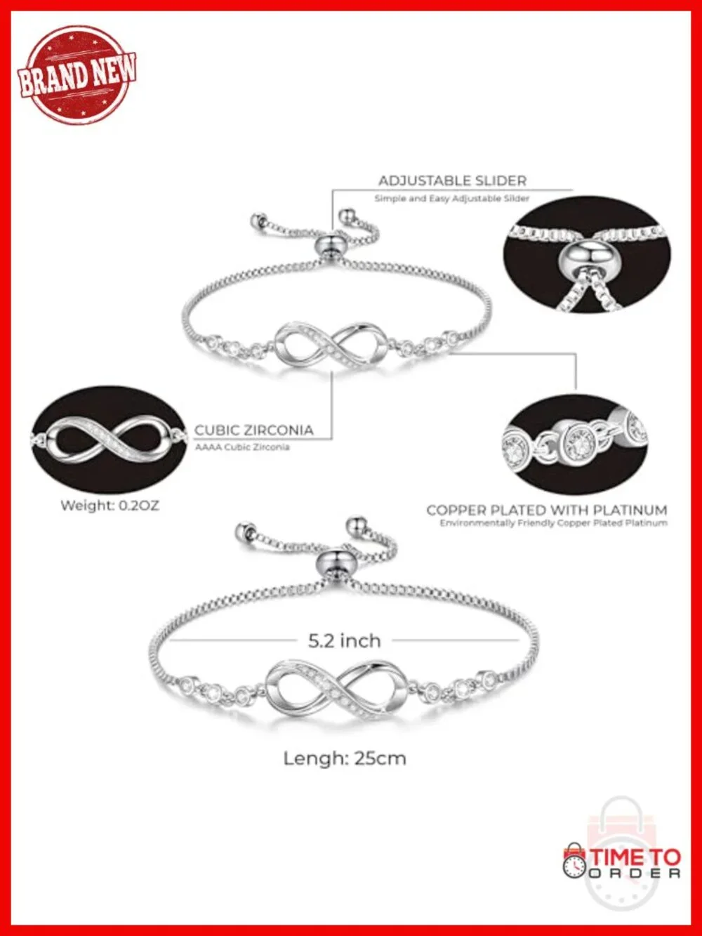 Apology Gifts for Her - Sorry Bracelet with Infinity Charm, White Gold Plated